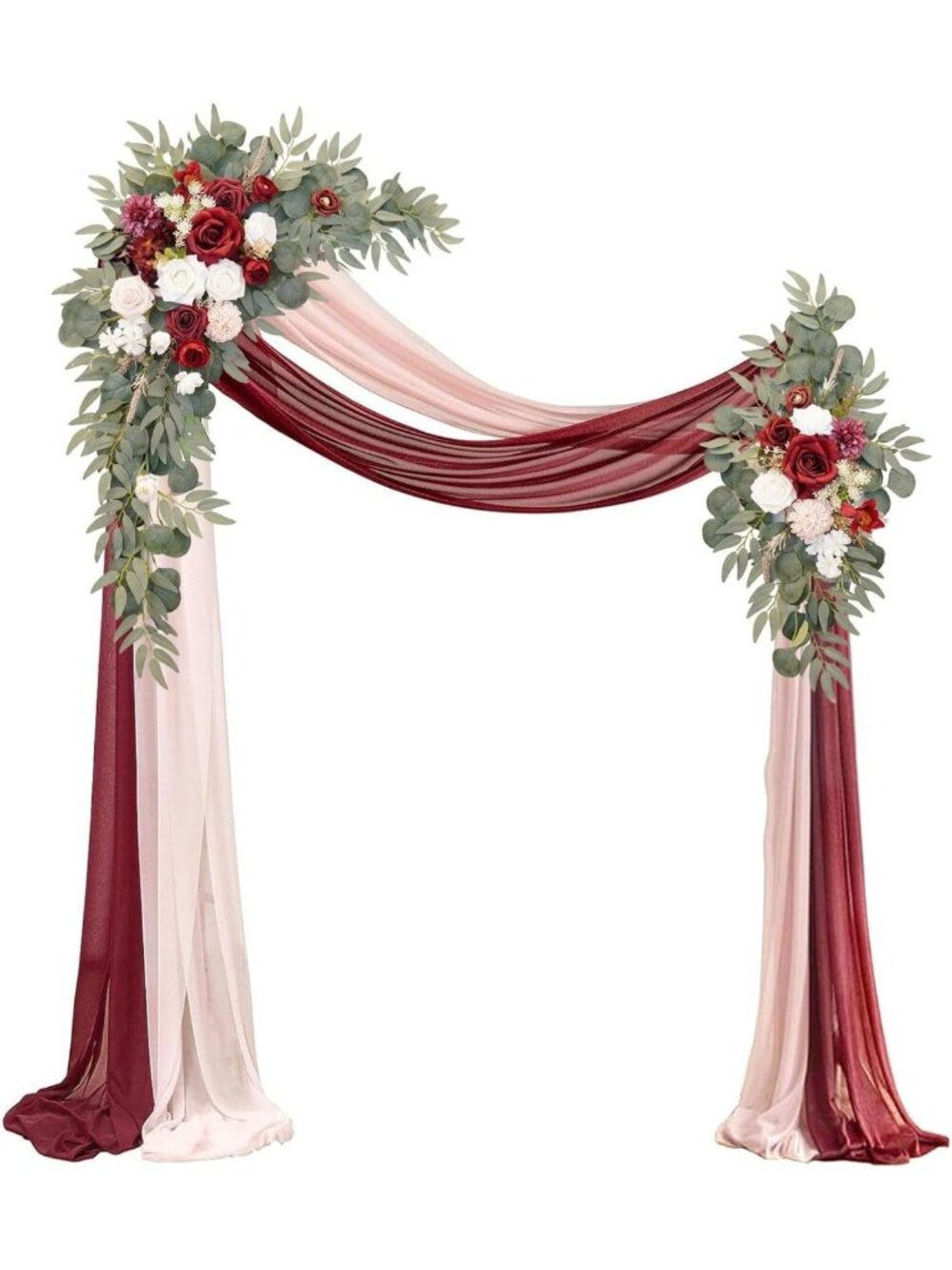 Artificial Flower Arch Kit with Chiffon Drapes for Wedding & Party Decor